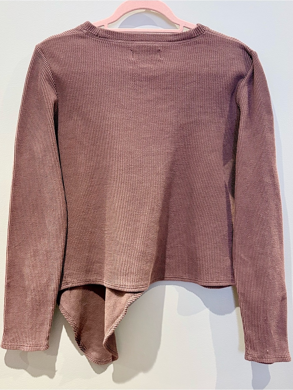 Madewell‎ Texture & Thread Asymmetric Side Tie Ribbed Top, Dusty Rose - Size S - Picture 6 of 9
